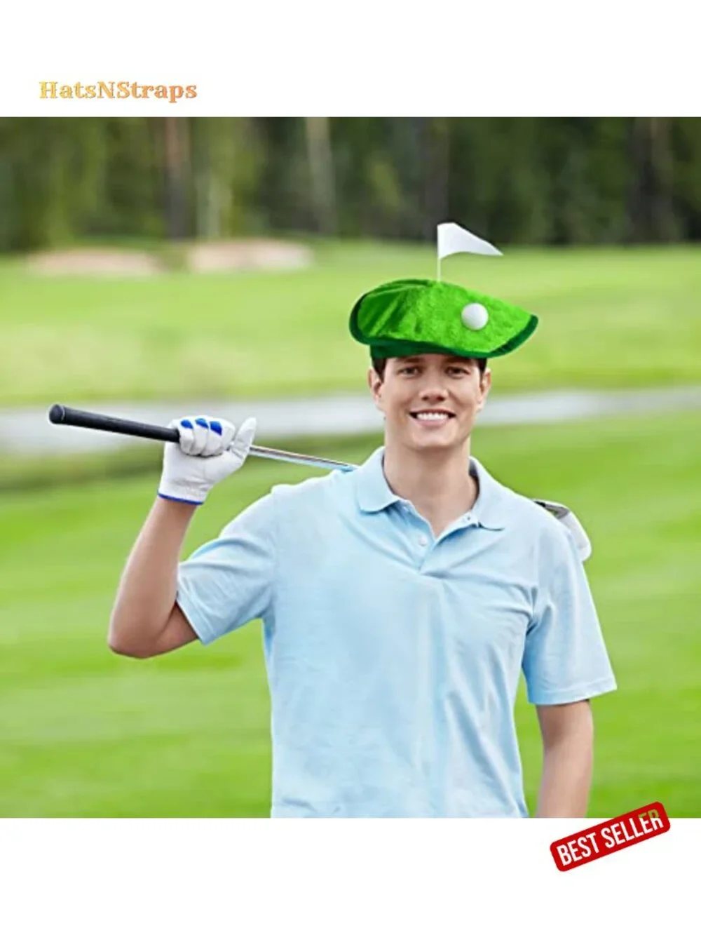 Funny Golf Hat Party Costume Accessories Novelty Golfer Beret with Ball Flag